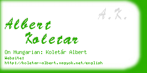 albert koletar business card